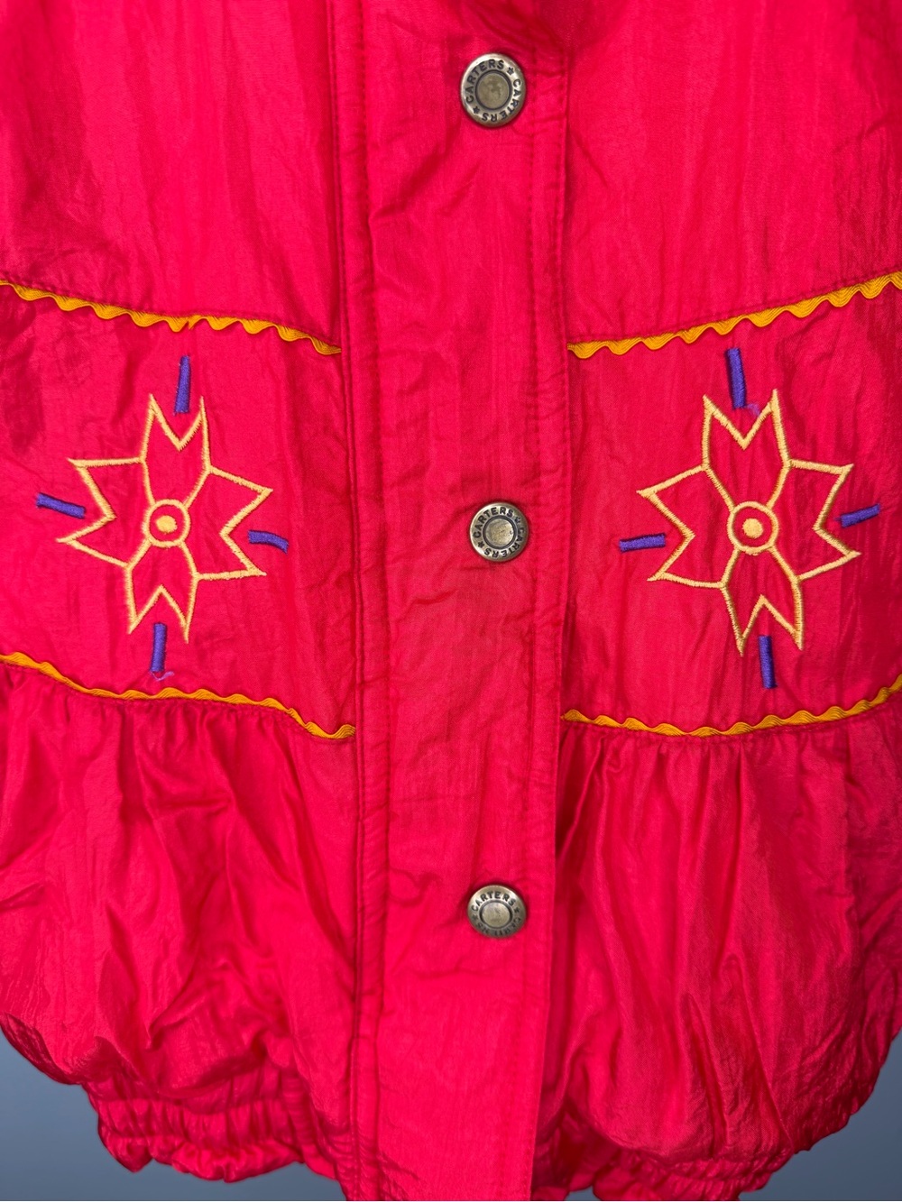Carters Outerwear Vintage 90s Nylon Aztec Embroidered Puffer Coat - Picture 7 of 11